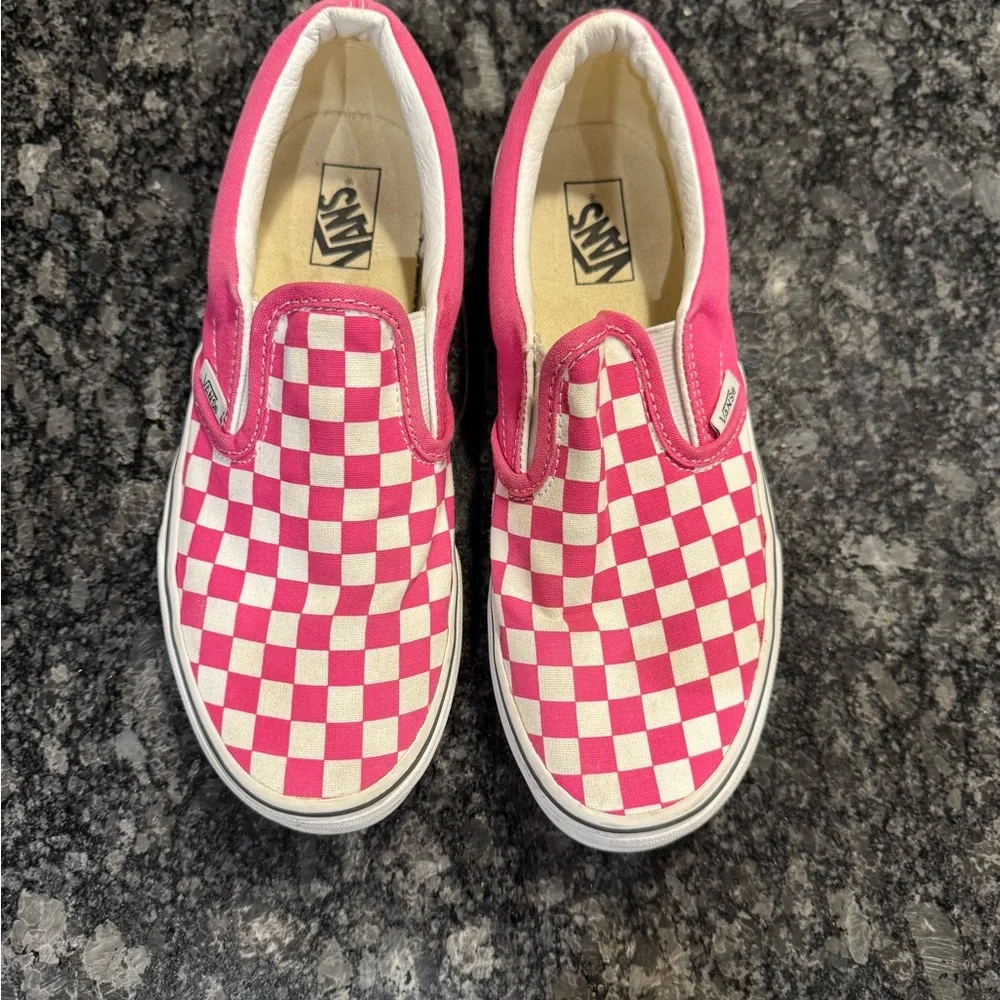 VANS Kids Pink Checkered Slip-On Shoes - Picture 3 of 5